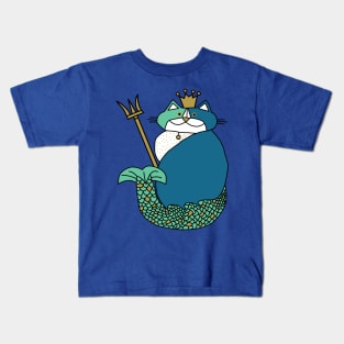 Kevin the Cat Mermaid King Kids T-Shirt